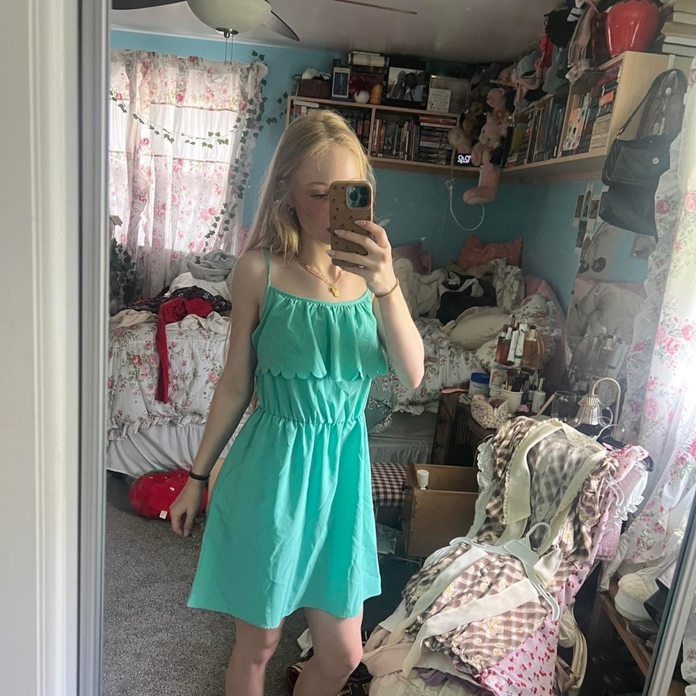 Blue Sleeveless Spaghetti Strap Sundress